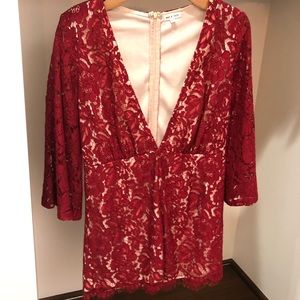 May & July red lace romper
